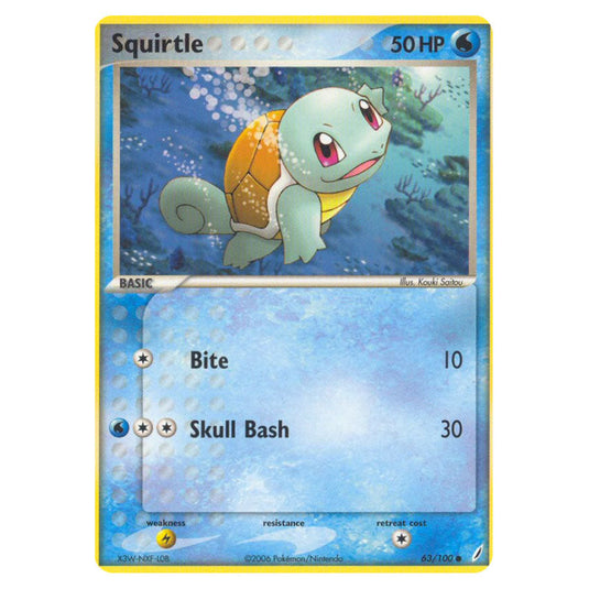 Squirtle 63 card from the Pokemon set Crystal Guardians