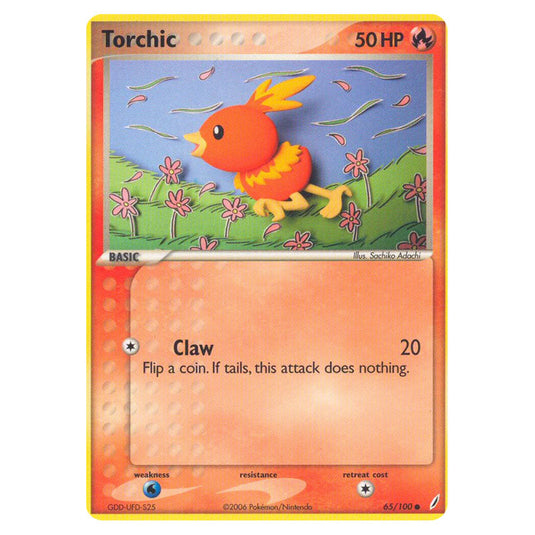 Torchic 65 card from the Pokemon set Crystal Guardians