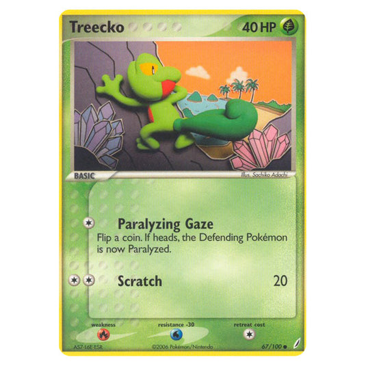 Treecko 67 card from the Pokemon set Crystal Guardians