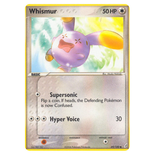 Whismur 69 card from the Pokemon set Crystal Guardians