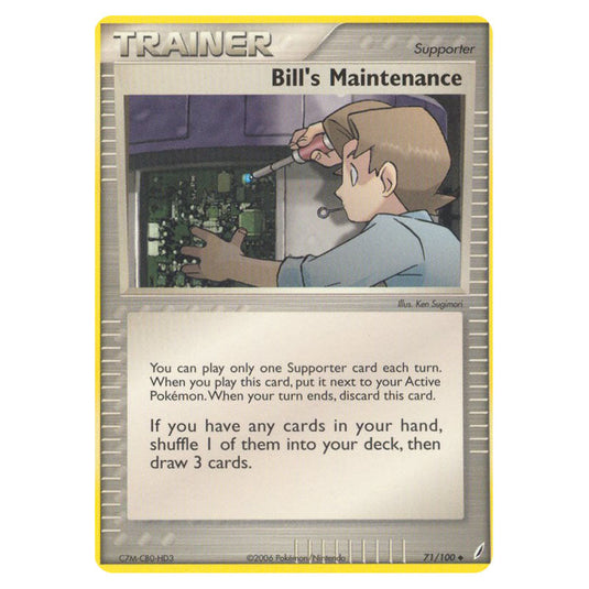 Bill's Maintenance 71 card from the Pokemon set Crystal Guardians