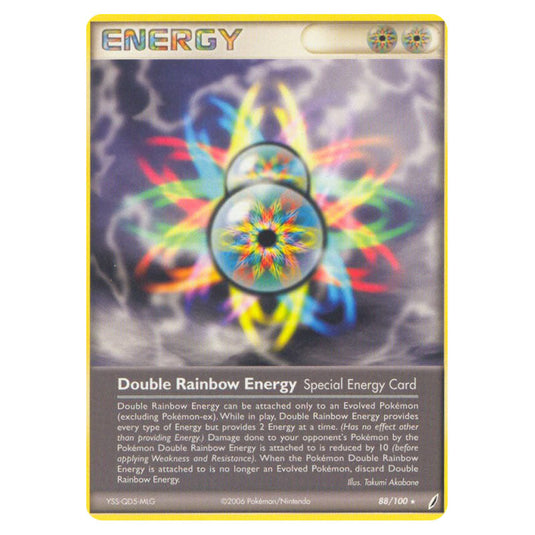 Double Rainbow Energy 88 card from the Pokemon set Crystal Guardians