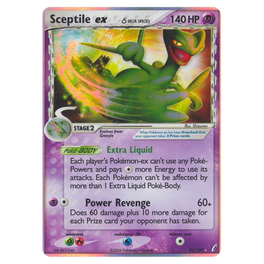 Sceptile ex δ 96 card from the Pokemon set Crystal Guardians