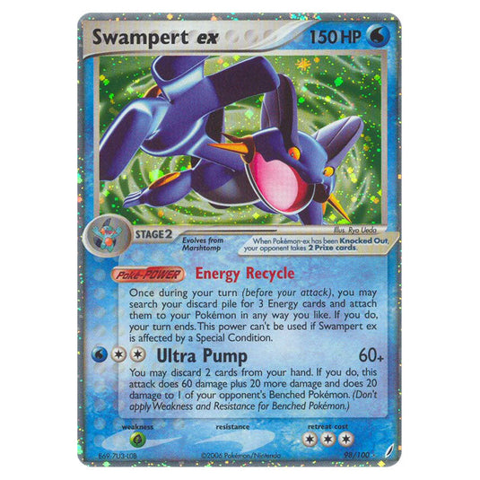 Swampert ex 98 card from the Pokemon set Crystal Guardians