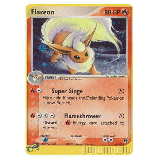 Flareon 5 card from the Pokemon set Sandstorm