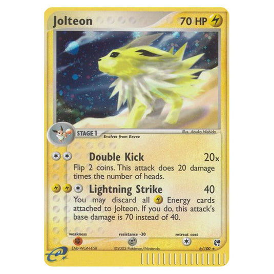 Jolteon 6 card from the Pokemon set Sandstorm