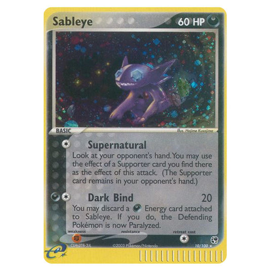 Sableye 10 card from the Pokemon set Sandstorm