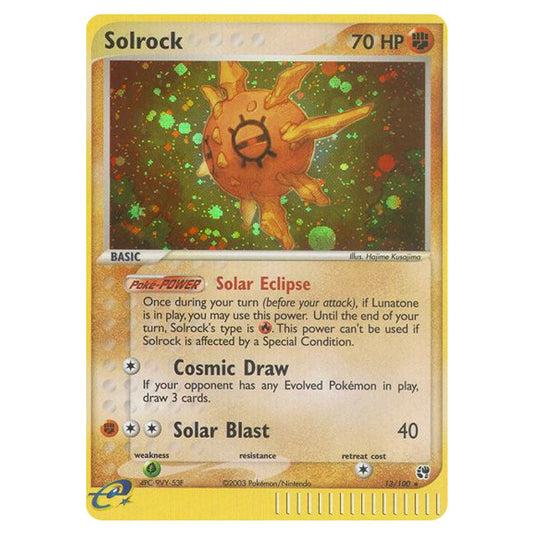 Solrock 13 card from the Pokemon set Sandstorm