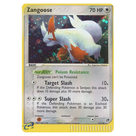 Zangoose 14 card from the Pokemon set Sandstorm