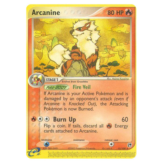 Arcanine 15 card from the Pokemon set Sandstorm