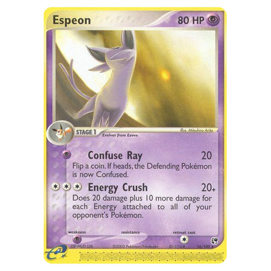 Espeon 16 card from the Pokemon set Sandstorm