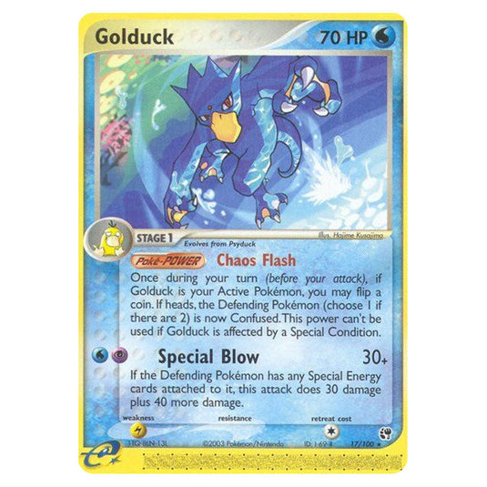 Golduck 17 card from the Pokemon set Sandstorm