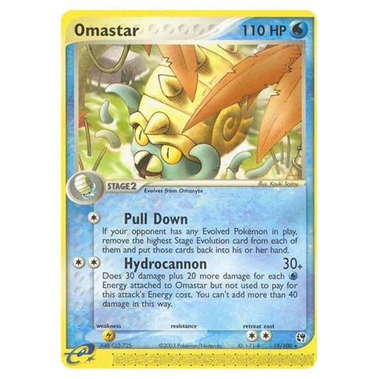 Omastar 19 card from the Pokemon set Sandstorm