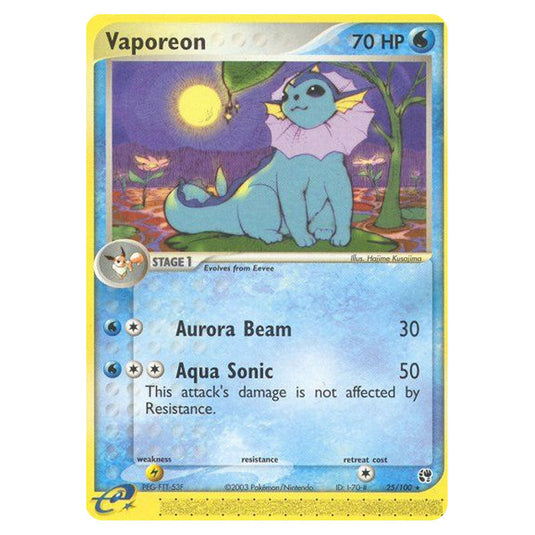 Vaporeon 25 card from the Pokemon set Sandstorm