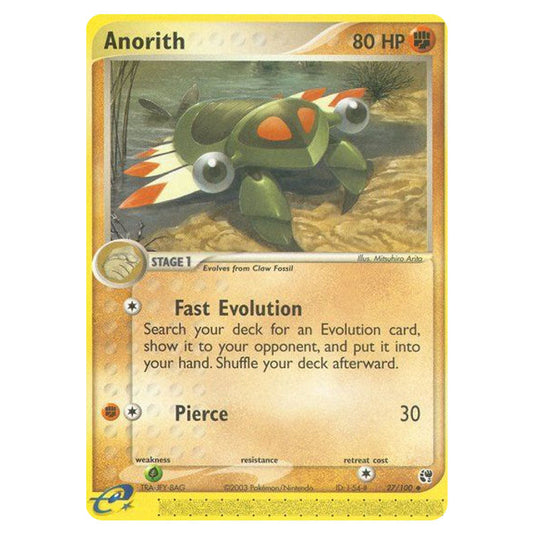 Anorith 27 card from the Pokemon set Sandstorm