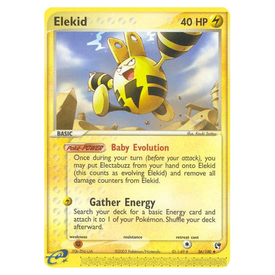 Elekid 36 card from the Pokemon set Sandstorm