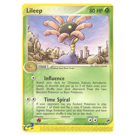 Lileep 42 card from the Pokemon set Sandstorm