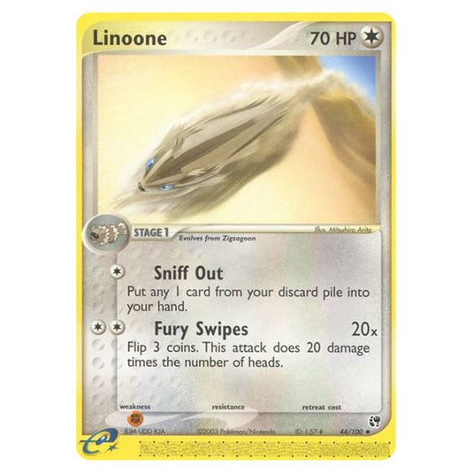 Linoone 44 card from the Pokemon set Sandstorm
