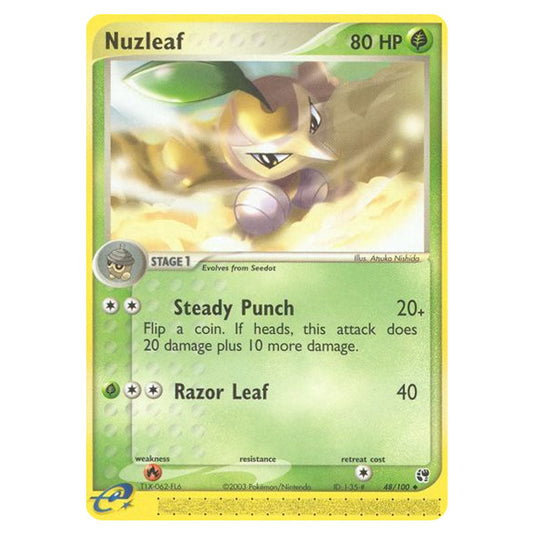 Nuzleaf 48 card from the Pokemon set Sandstorm