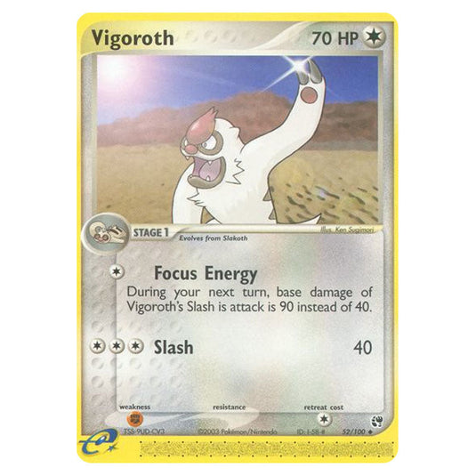Vigoroth 52 card from the Pokemon set Sandstorm