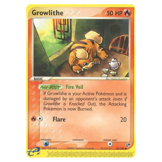 Growlithe 65 card from the Pokemon set Sandstorm