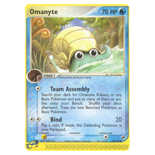 Omanyte 70 card from the Pokemon set Sandstorm