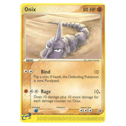 Onix 71 card from the Pokemon set Sandstorm