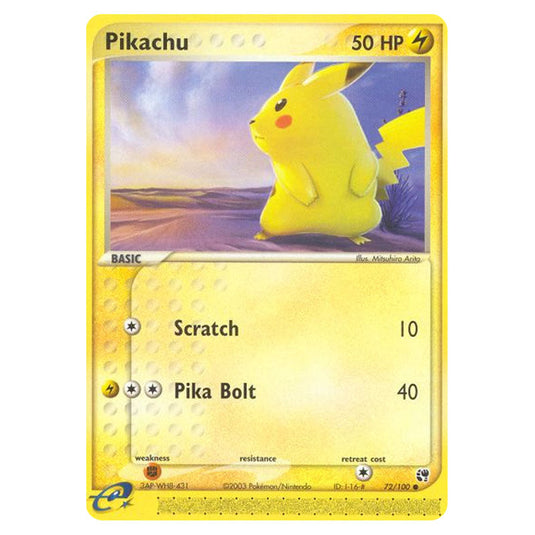 Pikachu 72 card from the Pokemon set Sandstorm