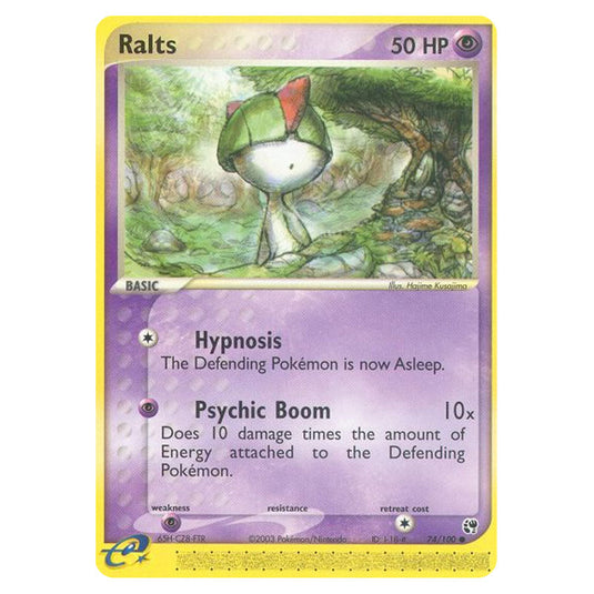 Ralts 74 card from the Pokemon set Sandstorm