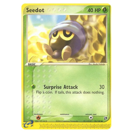 Seedot 76 card from the Pokemon set Sandstorm