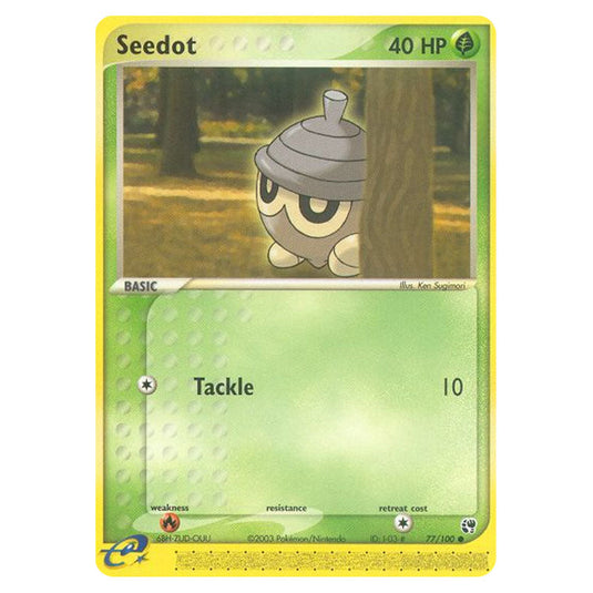 Seedot 77 card from the Pokemon set Sandstorm