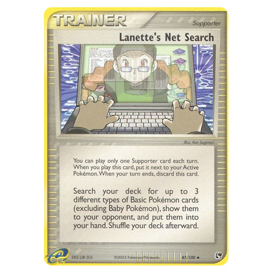 Lanette's Net Search 87 card from the Pokemon set Sandstorm