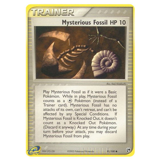 Mysterious Fossil 91 card from the Pokemon set Sandstorm
