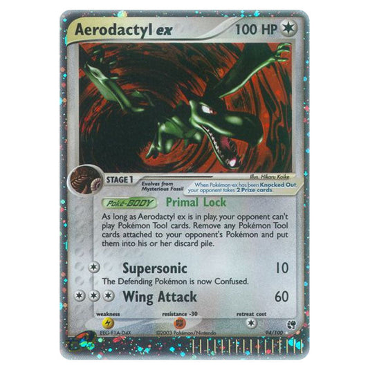 Aerodactyl ex 94 card from the Pokemon set Sandstorm
