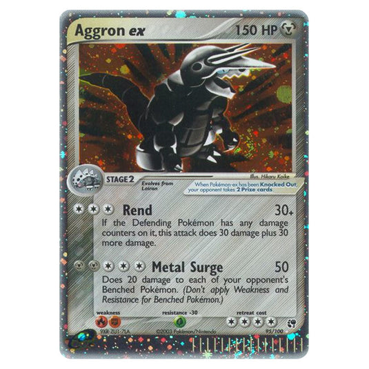 Aggron ex 95 card from the Pokemon set Sandstorm