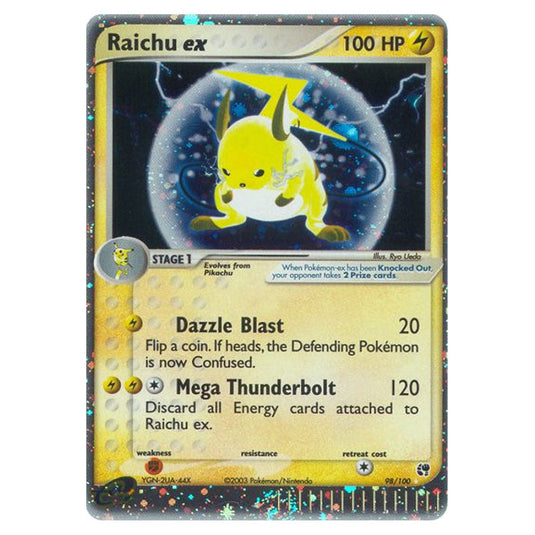 Raichu ex 98 card from the Pokemon set Sandstorm