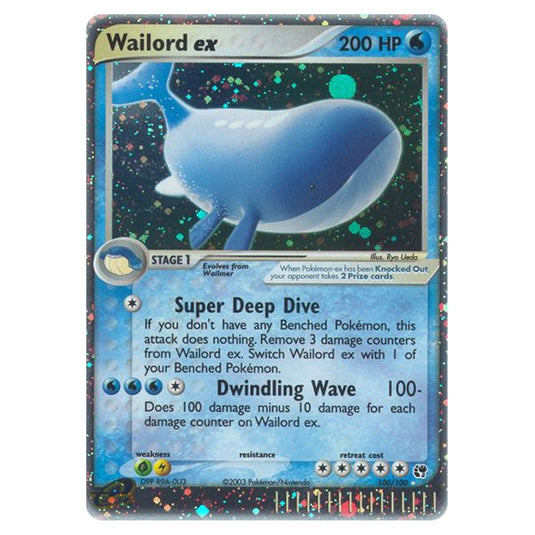 Wailord ex 100 card from the Pokemon set Sandstorm