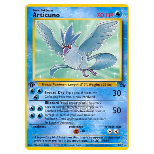 Pokemon - Fossil - Articuno - 17/62-Poor-First Edition-English