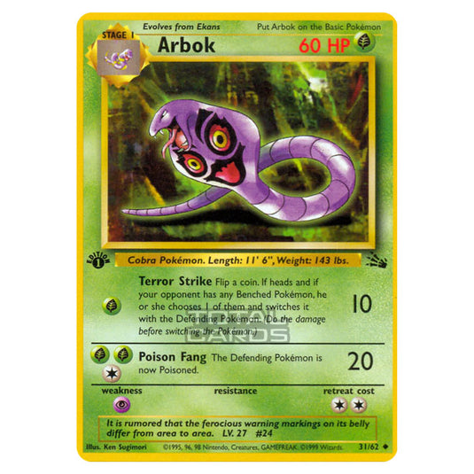 Pokemon - Fossil - Arbok - 31/62