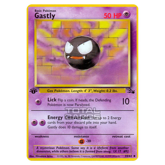 1995 gastly pokemon card Pokemon - Fossil - Gastly