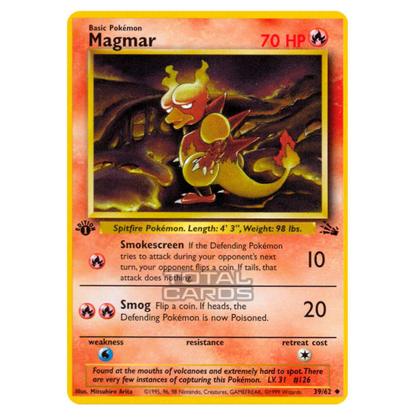 basic magmar pokemon card value 1999 #36 Base 1st Edition Shadowless PSA 8 (Graded) Pokenpopcollect Colorless Low Kick (20) Fire Pokemon - Fossil - Magmar