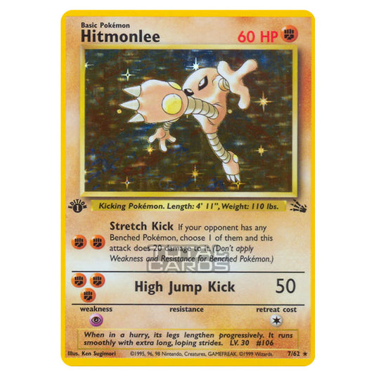 Pokemon - Fossil - Hitmonlee - 7/62-Good-Unlimited-English