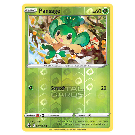 Pokemon - Sword & Shield - Fusion Strike - Pansage - 007/264 - (Reverse Holo)