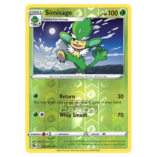 Pokemon - Sword & Shield - Fusion Strike - Simisage - 008/264 - (Reverse Holo)