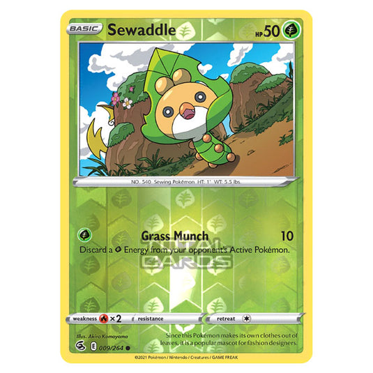 Pokemon - Sword & Shield - Fusion Strike - Sewaddle - 009/264 - (Reverse Holo)