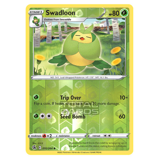 Pokemon - Sword & Shield - Fusion Strike - Swadloon - 010/264 - (Reverse Holo)