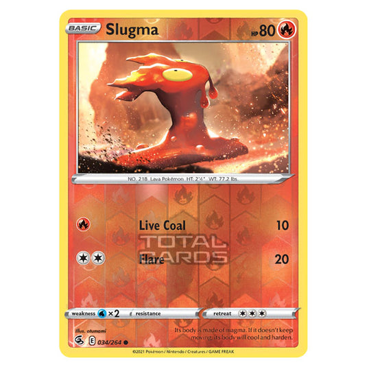 Pokemon - Sword & Shield - Fusion Strike - Slugma - 034/264 - (Reverse Holo)