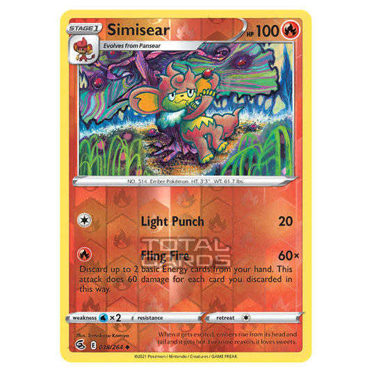 Pokemon - Sword & Shield - Fusion Strike - Simisear - 038/264 - (Reverse Holo)