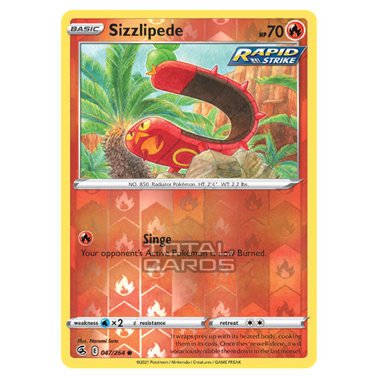 Pokemon - Sword & Shield - Fusion Strike - Sizzlipede - 047/264 - (Reverse Holo)