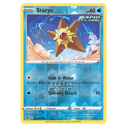 Pokemon - Sword & Shield - Fusion Strike - Staryu - 052/264 - (Reverse Holo)